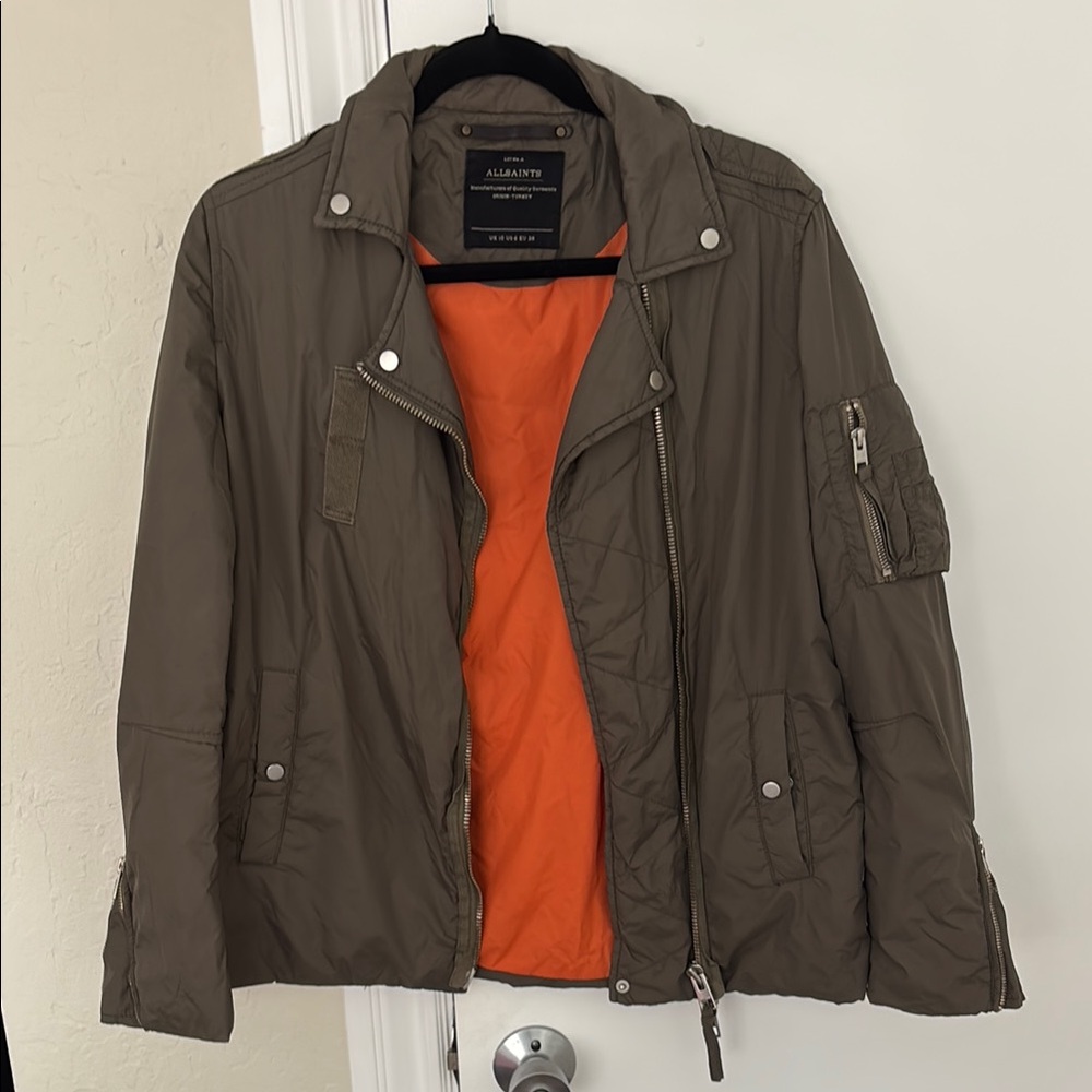 All Saints Military Field Jacket Green Brown Orange - 6